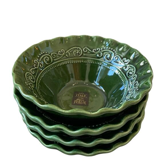 (4)  Maioliche Jessica Made in Italy Salad Bowls 7" Christmas Holiday Green - Picture 2 of 16